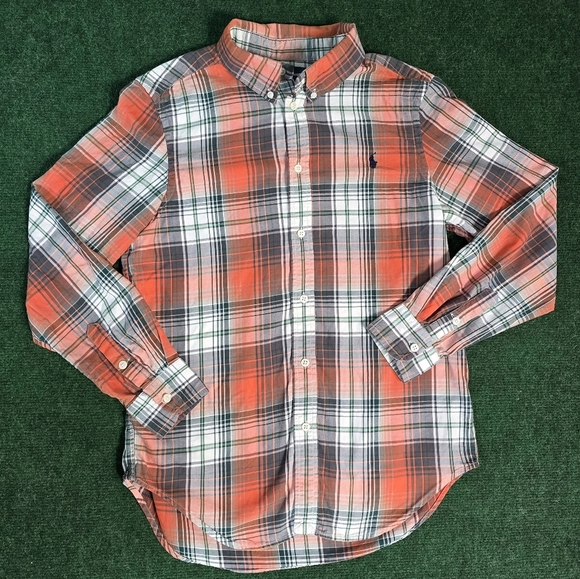 Ralph Lauren | Youth Boys Classic Fit 100% Cotton Plaid Button Down Shirt - Picture 16 of 16